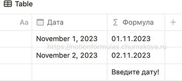 Формула Notion 2.0 «Проверка заполнения свойства Date»