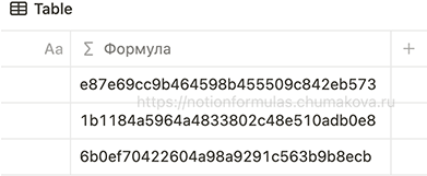 Формула Notion 2.0 «Уникальный идентификатор текущей записи базы данных (страницы)»