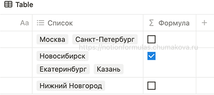 Формула Notion 2.0 «Принцип работы includes»