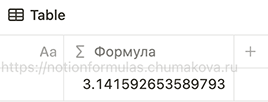 Формула Notion 2.0 «Число Пи – отношение длины окружности к диаметру»