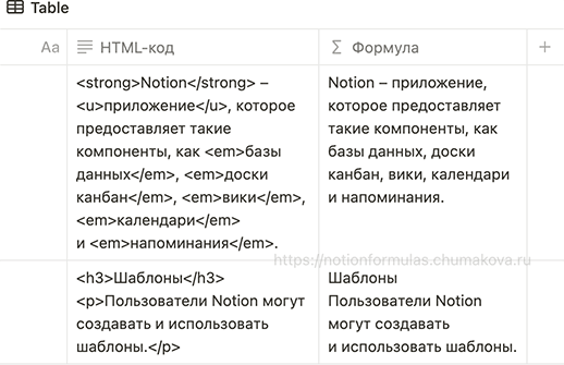 Формула Notion 2.0 «Удаление HTML-тегов»