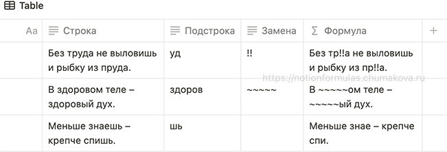 Формула Notion 2.0 «Принцип работы replaceAll»